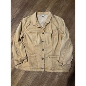 Christopher and Banks Yellow Gold Denim Jacket Sz Large‎ Snaps Pockets